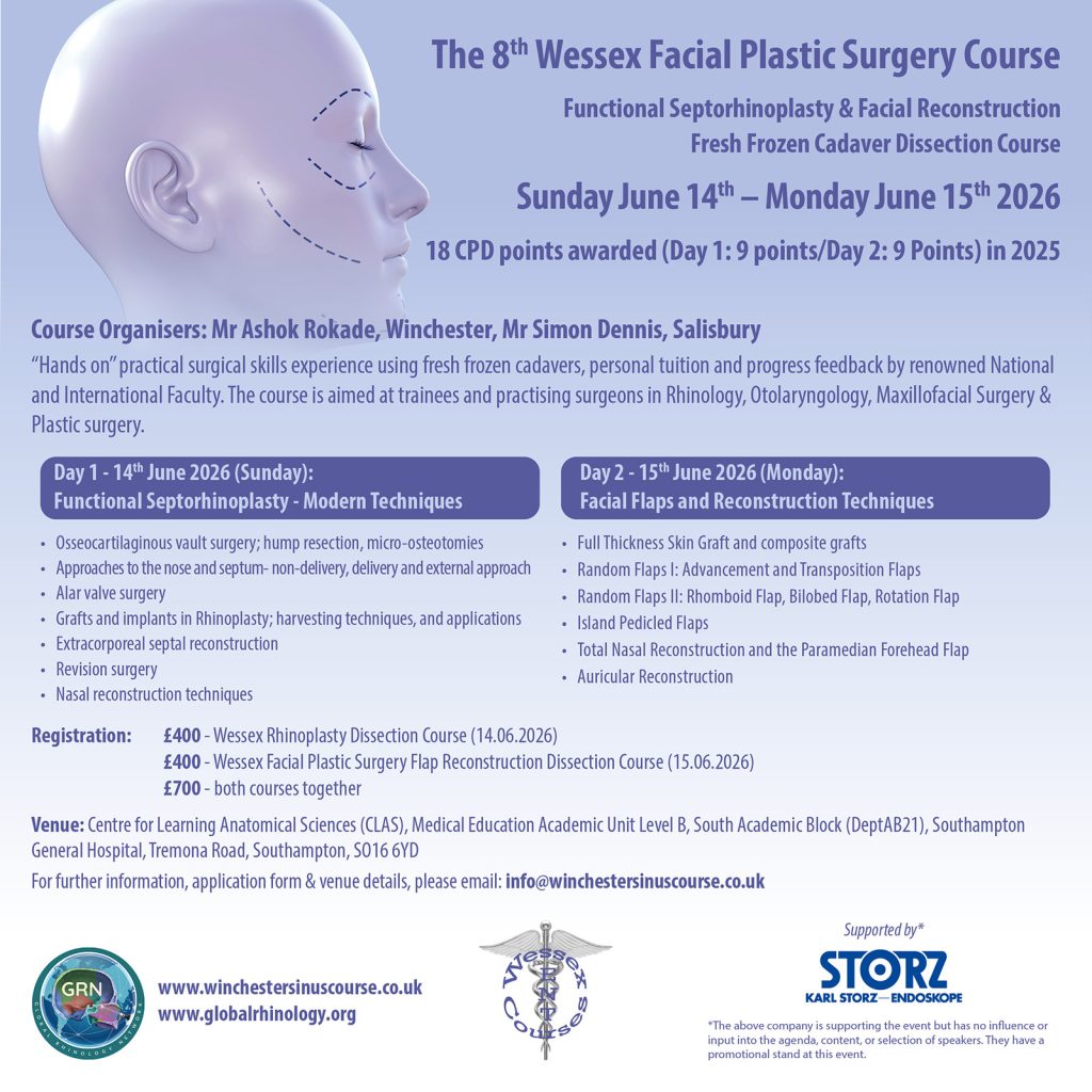 Wessex Rhinoplasty and Facial Flaps Cadaveric Course 2026 SoMe